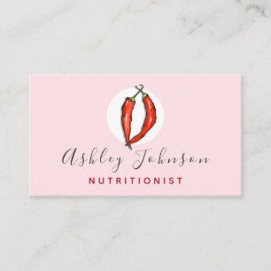 Red Chili Pepper Nutritionist Dietin Light Pink Visitenkarte