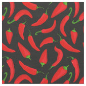 Red Chili Pepper Pattern auf Grau Schwarz Stoff (Nahaufnahme)