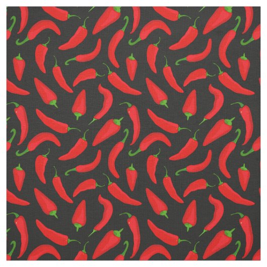 Red Chili Pepper Pattern auf Grau Schwarz Stoff (Muster)