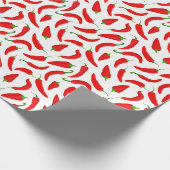 Red Chili Pepper Pattern auf Weiß Geschenkpapier (Ecke)