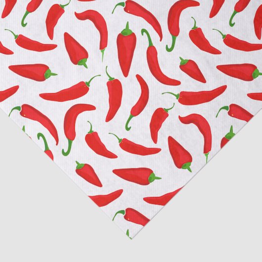Red Chili Pepper Pattern auf Weiß Seidenpapier (Ausschnitt)