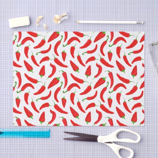 Red Chili Pepper Pattern auf Weiß Seidenpapier (Handwerk)