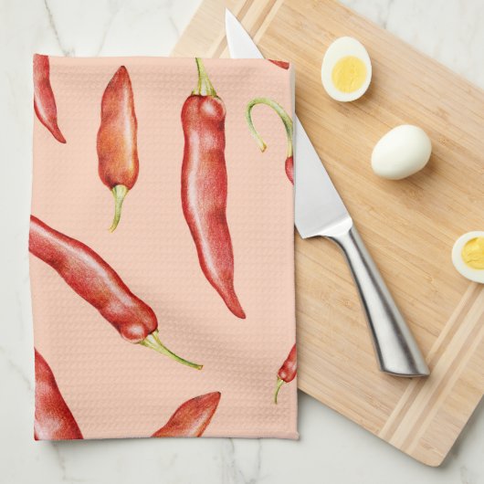 Red Chili Pepper Pattern Geschirrtuch (Viertel Falte)