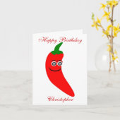 Red Chili Pepper Personalisiert Geburtstag Karte (Gelbe Blume)