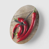 Red Chili Pepper Runde Wanduhr (Winkel)