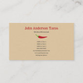 Red Chili Pepper Visitenkarte (Rückseite)