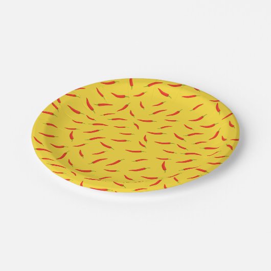 Red Chilies Pattern Pappteller (Schrägansicht)