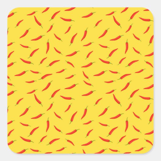 Red Chilies Pattern Quadratischer Aufkleber (Vorderseite)