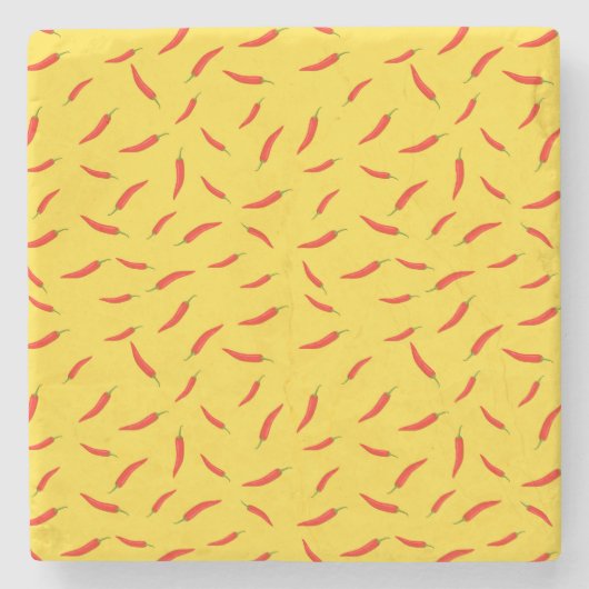 Red Chilies Pattern Steinuntersetzer (Vorderseite)