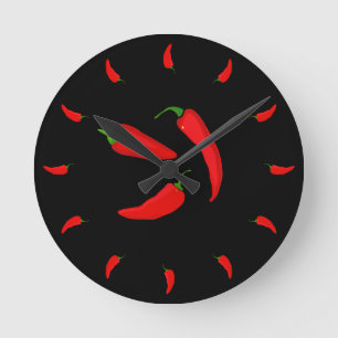 Red Chilli Peppers Fun Spicy Runde Wanduhr