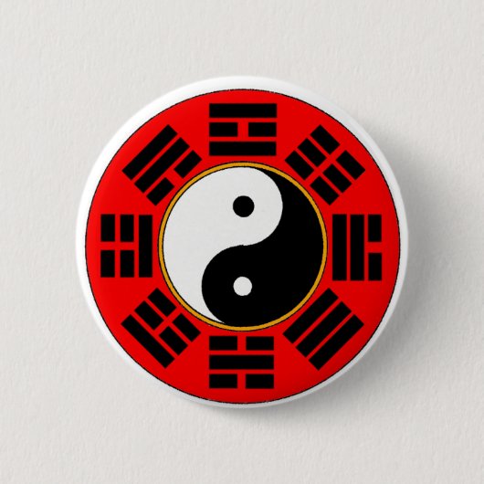Red Chinese Balance Harmony Bagua Trigram Button (Vorderseite)