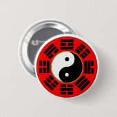 Red Chinese Balance Harmony Bagua Trigram Button (Vorne & Hinten)