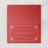 RED CHINESE CHINOISERIE WEDD PLATZKARTE (Außenseite Aufgefaltet)