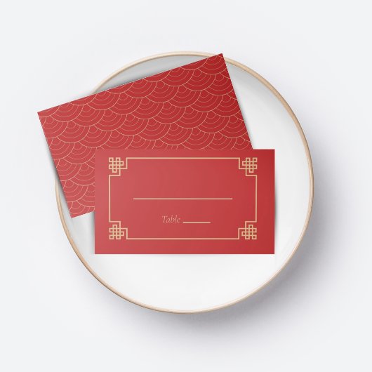 RED CHINESE CHINOISERIE WEDD PLATZKARTE