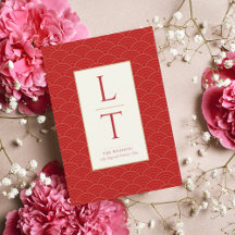 RED CHINESE CHINOISERIE WEDING INVITATION