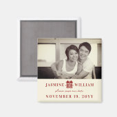 Red Chinese Double Happy Foto Save the Date Magnet (Vorderseite/Rückseite)