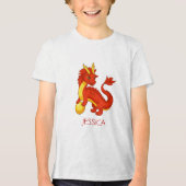 Red Chinese Dragon Custom Name Tri-Blend Shirt (Vorderseite)