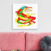Red Chinese Dragon Leinwanddruck (Insitu (Wohnzimmer))