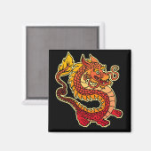 Red Chinese Dragon Magnet (Vorderseite/Rückseite)