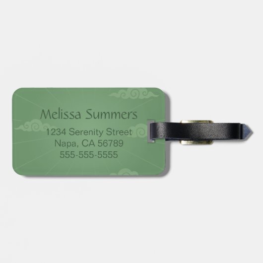 Red Chinese Dragon on Green Gepäckanhänger (Rückseite horizontal)