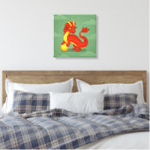 Red Chinese Dragon on Green Leinwanddruck (Insitu (Schlafzimmer))