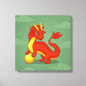 Red Chinese Dragon on Green Leinwanddruck (Vorderseite)