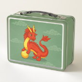 Red Chinese Dragon on Green Metall Brotdose (Rückseite)
