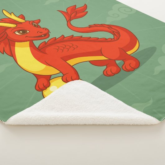 Red Chinese Dragon on Green Sherpadecke (3/4)