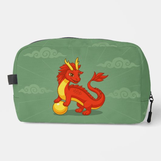 Red Chinese Dragon on Green Waschbeutel (Vorderseite)