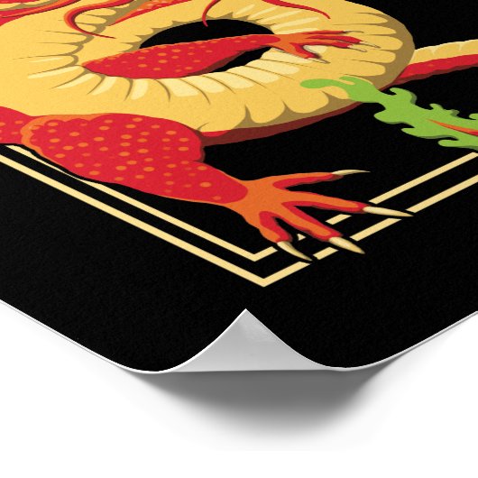 Red Chinese Dragon Poster (Ecke)