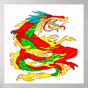 Red Chinese Dragon Poster