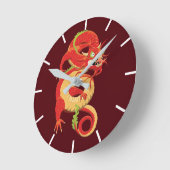 Red Chinese Dragon Runde Wanduhr (Winkel)