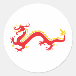 Red Chinese Dragon Runder Aufkleber