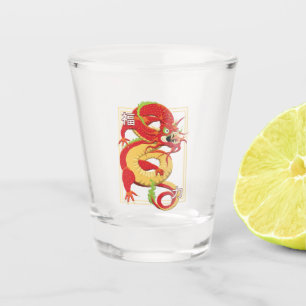 Red Chinese Dragon Schnapsglas
