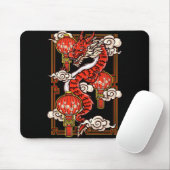 Red Chinese New Year Of The Dragon 2024 Lanterns C Mousepad (Mit Mouse)