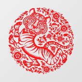 Red Chinese New Year Tiger Fensteraufkleber (Blatt)