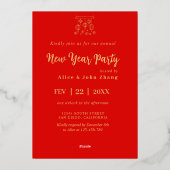 Red Chinese Water 2023 Rabbit New Year Gold Folieneinladung (Rückseite)