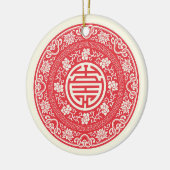 Red Chinese WuFu Good Luck Symbol Keramik Ornament (Links)