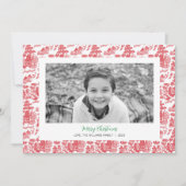 Red Chinoiserie Weihnachtsfotokarte Feiertagskarte (Vorderseite)