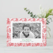 Red Chinoiserie Weihnachtsfotokarte Feiertagskarte (Stehend Vorderseite)