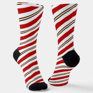 Red & Chocolate Brown Candy Cane Weihnachten Socken