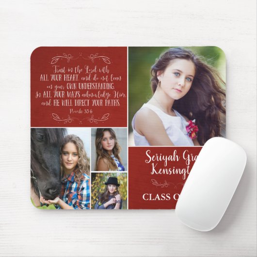 Red Christlich Verse Abschluss 4 FotoCollage Mousepad (Mit Mouse)