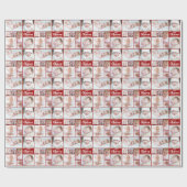 Red Christmas 8 Foto Collage Personalisiert Custom Geschenkpapier (Flach)