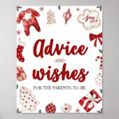 Red Christmas Advisor und Wünsche Baby Shower Sign Poster (Vorne)
