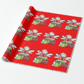 Red Christmas Angel Santa Wrapping Paper Geschenkpapier (Ungerollt)