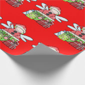 Red Christmas Angel Santa Wrapping Paper Geschenkpapier (Ecke)
