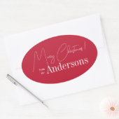 Red Christmas aus Familienname Ovaler Aufkleber (Umschlag)