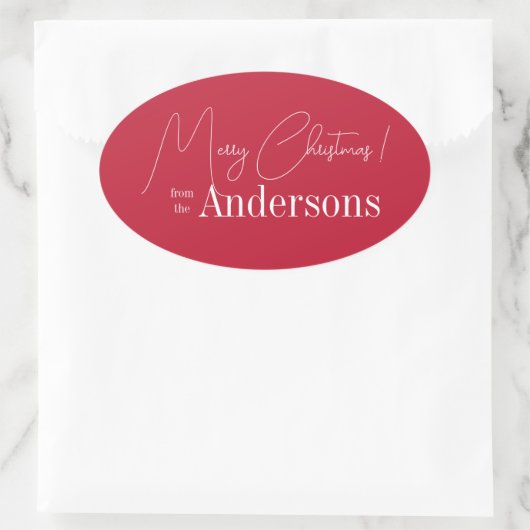 Red Christmas aus Familienname Ovaler Aufkleber (Tasche)