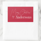 Red Christmas aus Familienname Rechteckiger Aufkleber (Tasche)