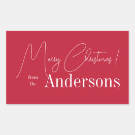 Red Christmas aus Familienname Rechteckiger Aufkleber